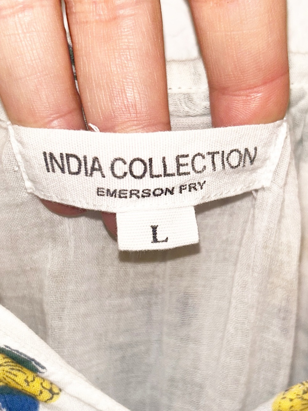 EMERSON FRY India Collection The Lucy Puff Sleeve Keyhole Blouse in White SZ: L - Picture 8 of 16